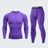 Fitness suit men's gym sports tights long-sleeved trousers quick-drying clothes basketball training equipment winter